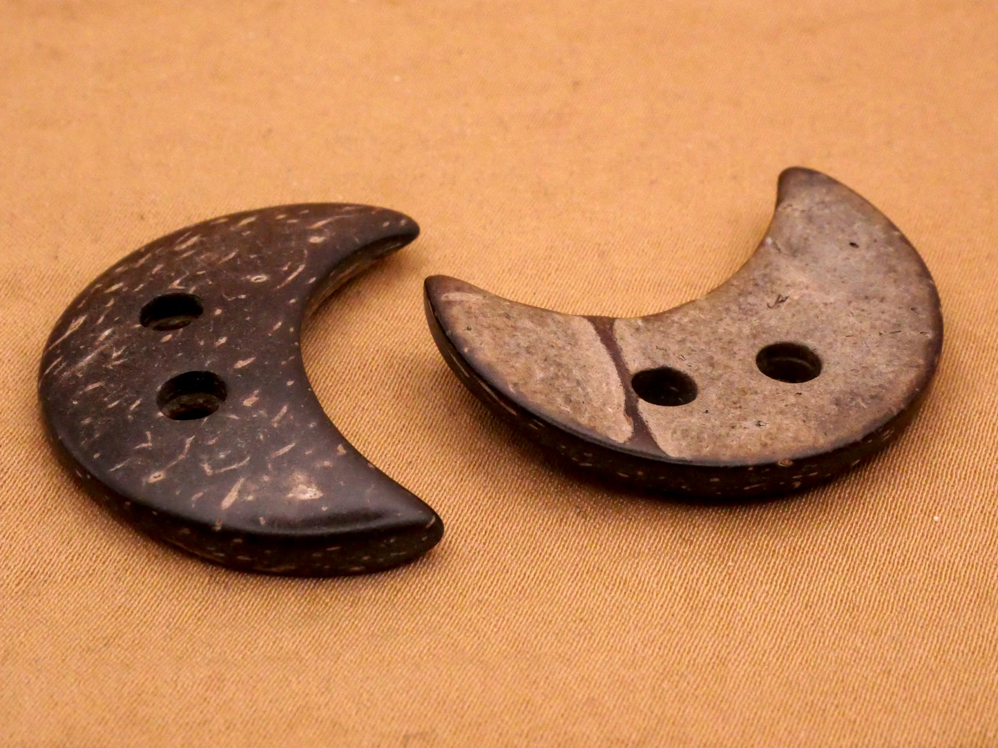 Crescent Moon Coconut Shell Sew-Thru Large Button 25x33mm