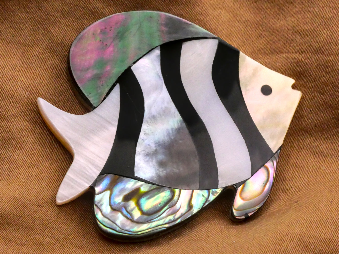 Fish Mosaic Inlay Mother of Pearl Abalone Shell Large Button 38-45mm