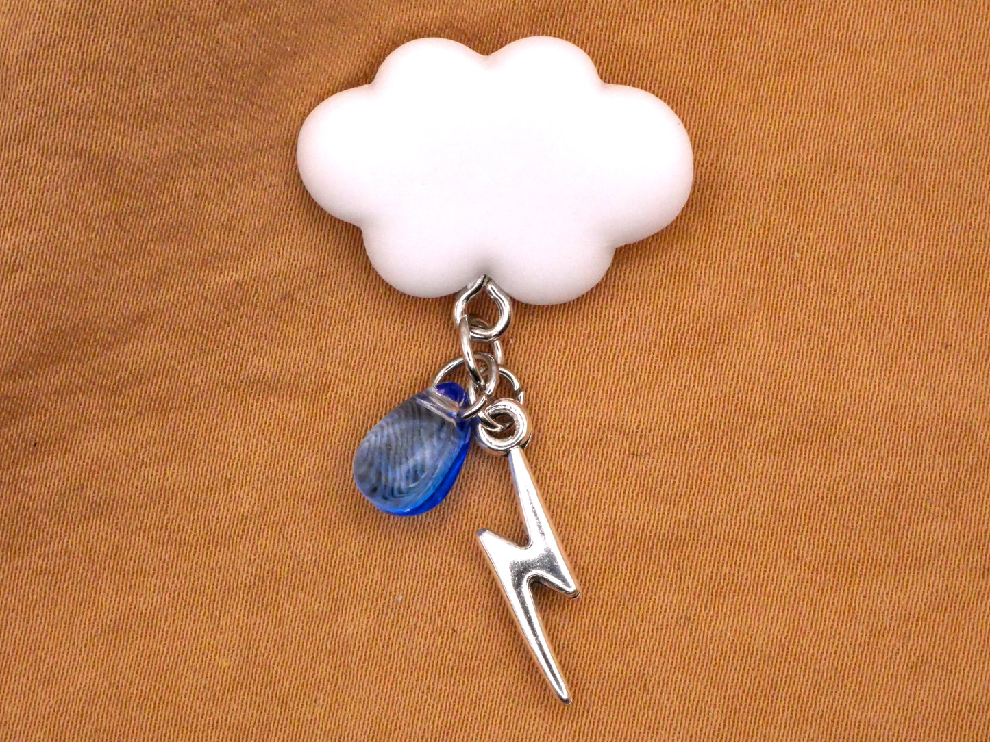 Storm Cloud Lightening Rain Drop Moveable Large Button 25x41mm