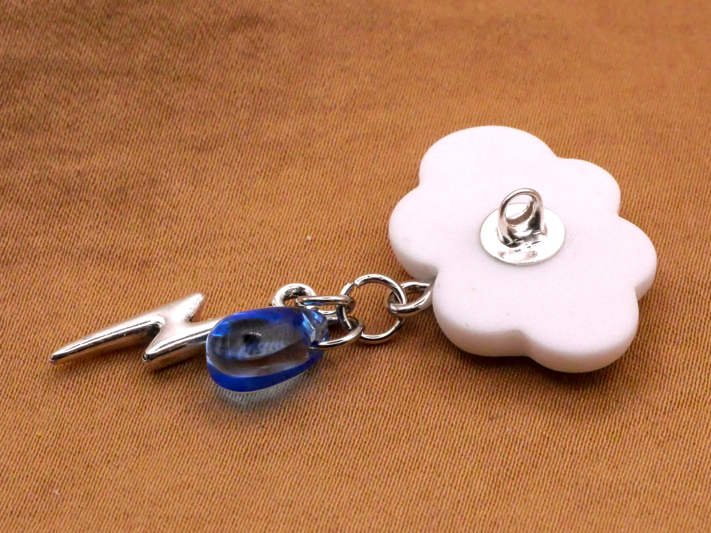 Storm Cloud Lightening Rain Drop Moveable Large Button 25x41mm