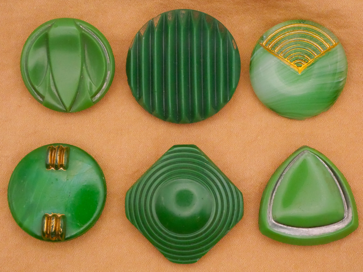 Art Deco Industrial Vintage Green Glass Button Various 23-27mm