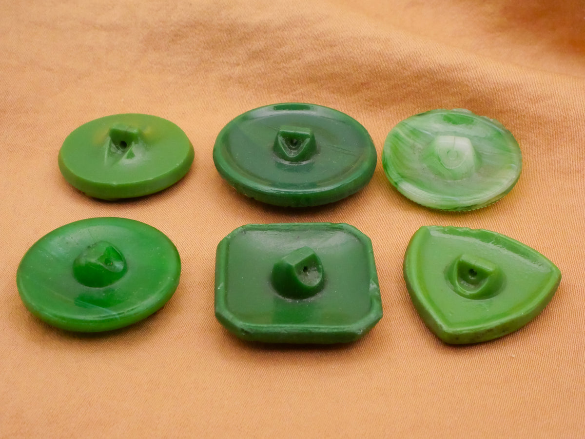 Art Deco Industrial Vintage Green Glass Button Various 23-27mm