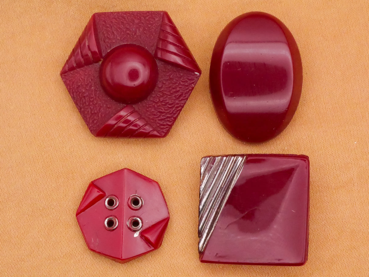 Art Deco Wine Burgundy Vintage Glass Button Various 17-27mm