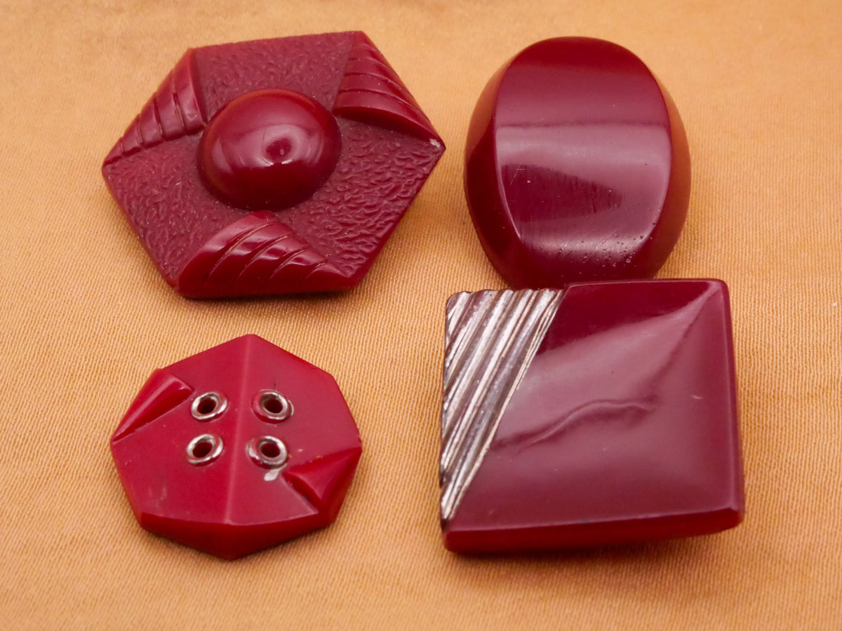 Art Deco Wine Burgundy Vintage Glass Button Various 17-27mm