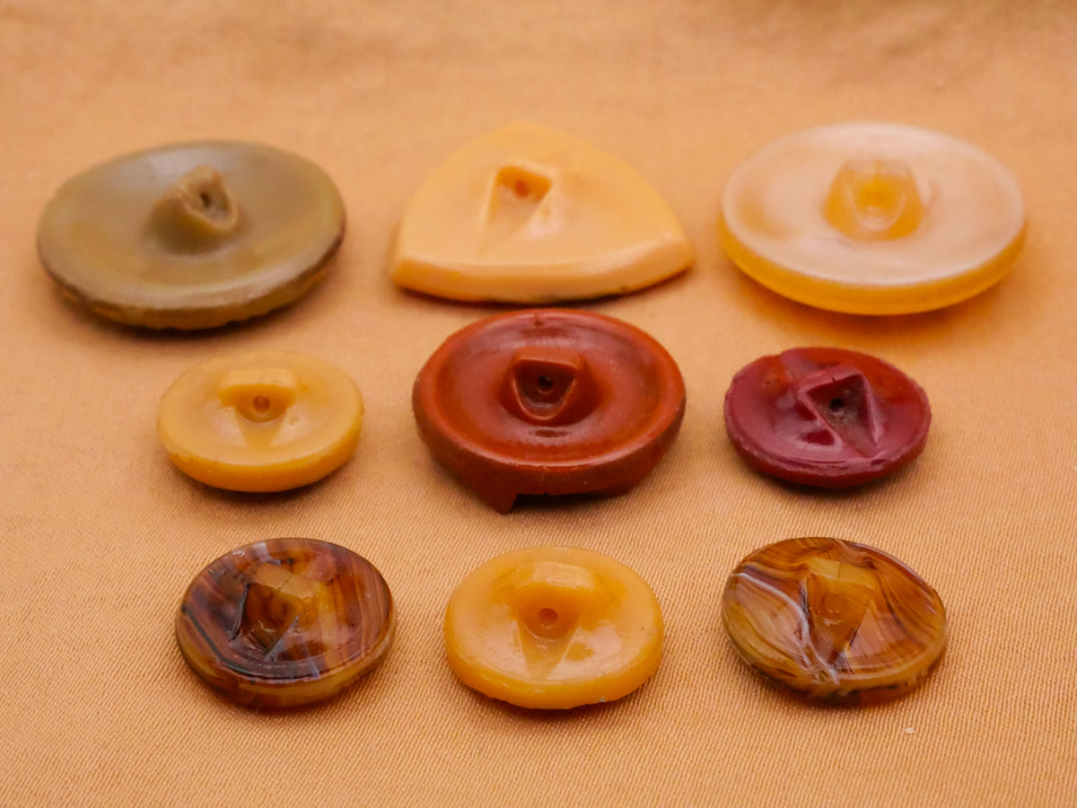 Art Deco Tan Earth Tones Vintage Glass Button Various 13-23mm