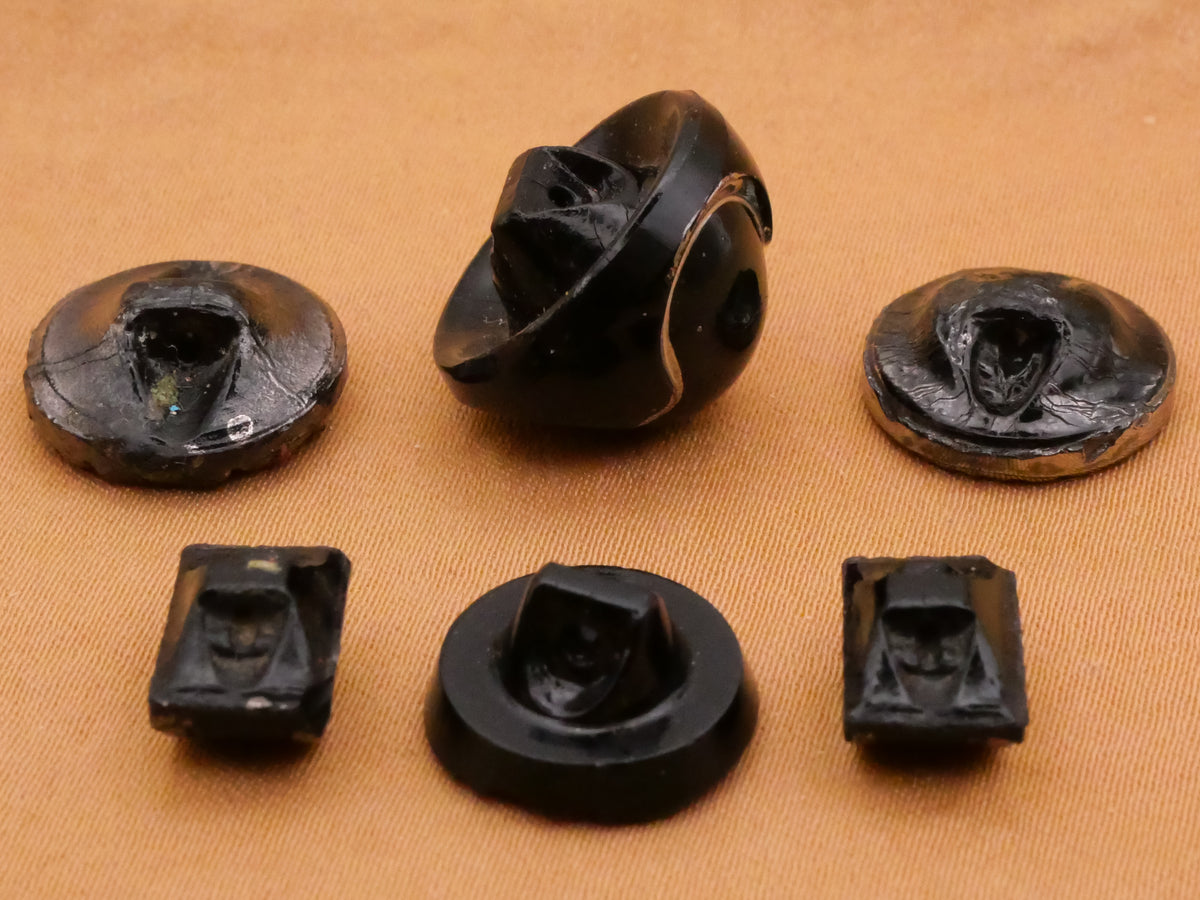 Art Deco Industrial Silver Luster Black Glass Button Various 7-16mm