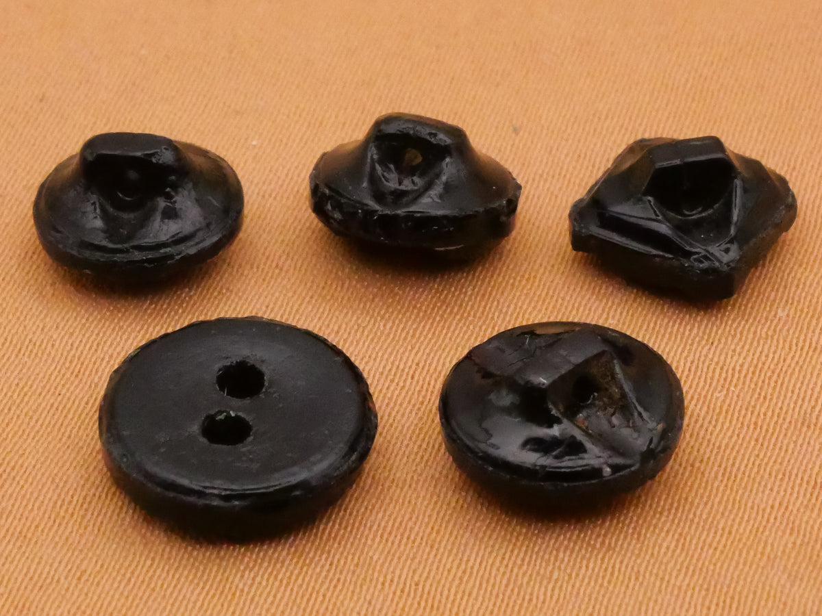 Art Deco Dimi Small Black Glass Button Various 9-12mm