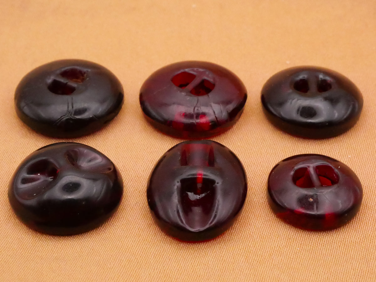 Channel Stripe Cut Cranberry Glass Button Various 13-18mm