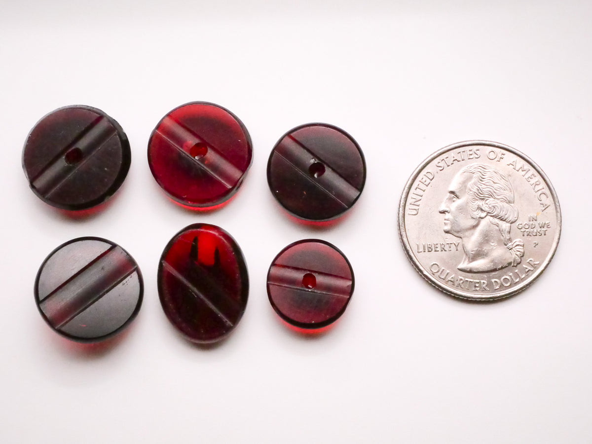Channel Stripe Cut Cranberry Glass Button Various 13-18mm