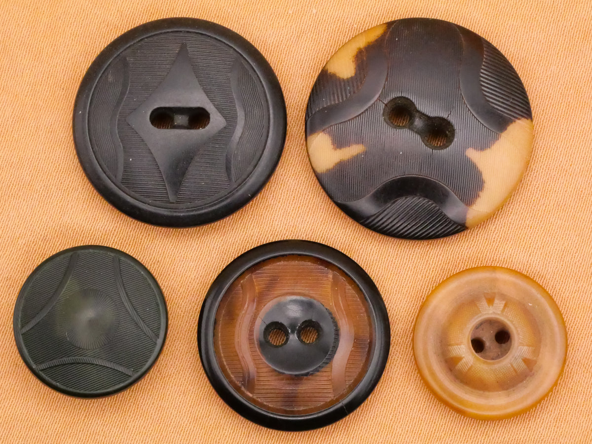 Art Deco Pressed Design Vegetable Ivory Tagua Nut Button Various 15-23mm