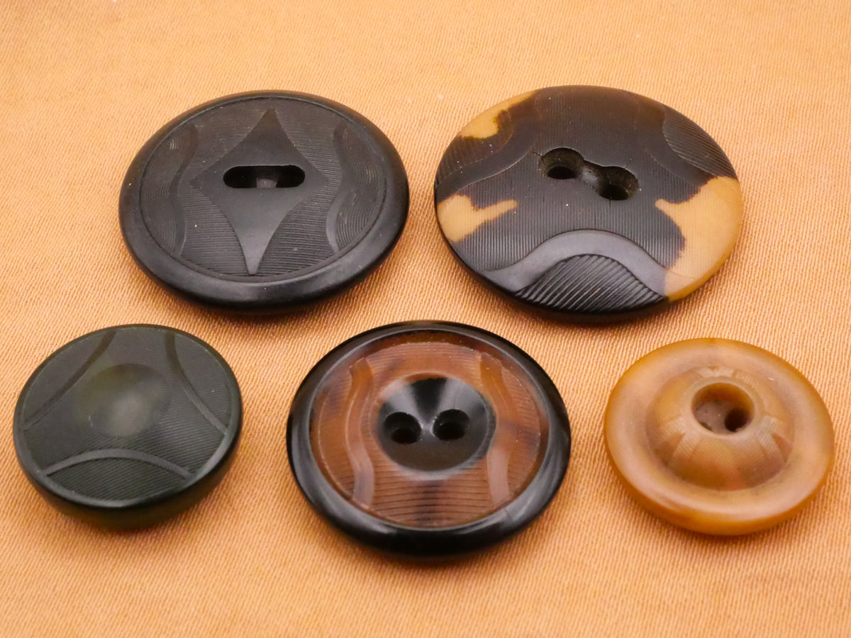 Art Deco Pressed Design Vegetable Ivory Tagua Nut Button Various 15-23mm