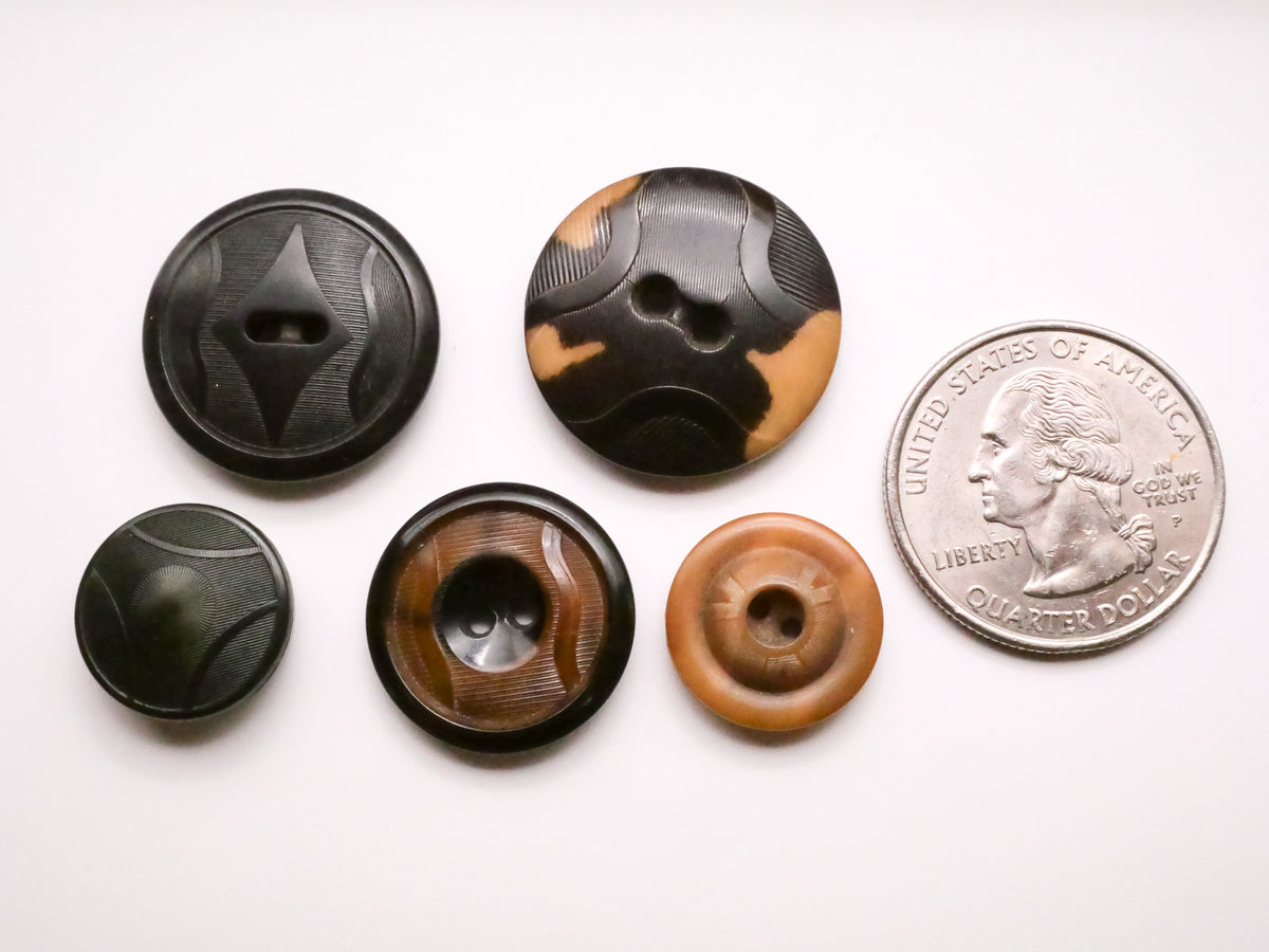 Art Deco Pressed Design Vegetable Ivory Tagua Nut Button Various 15-23mm