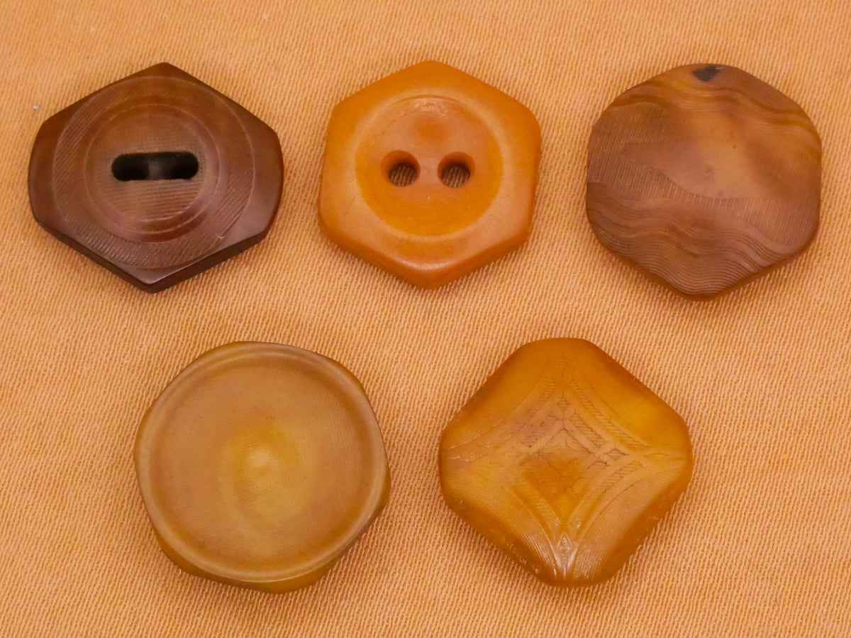 Polygon Vegetable Ivory Tagua Nut Vintage Button Various 13-16mm