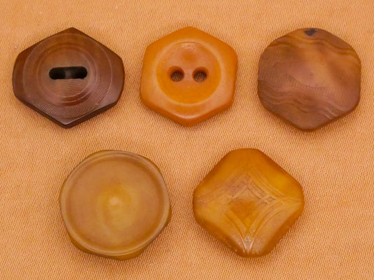 Polygon Vegetable Ivory Tagua Nut Vintage Button Various 13-16mm