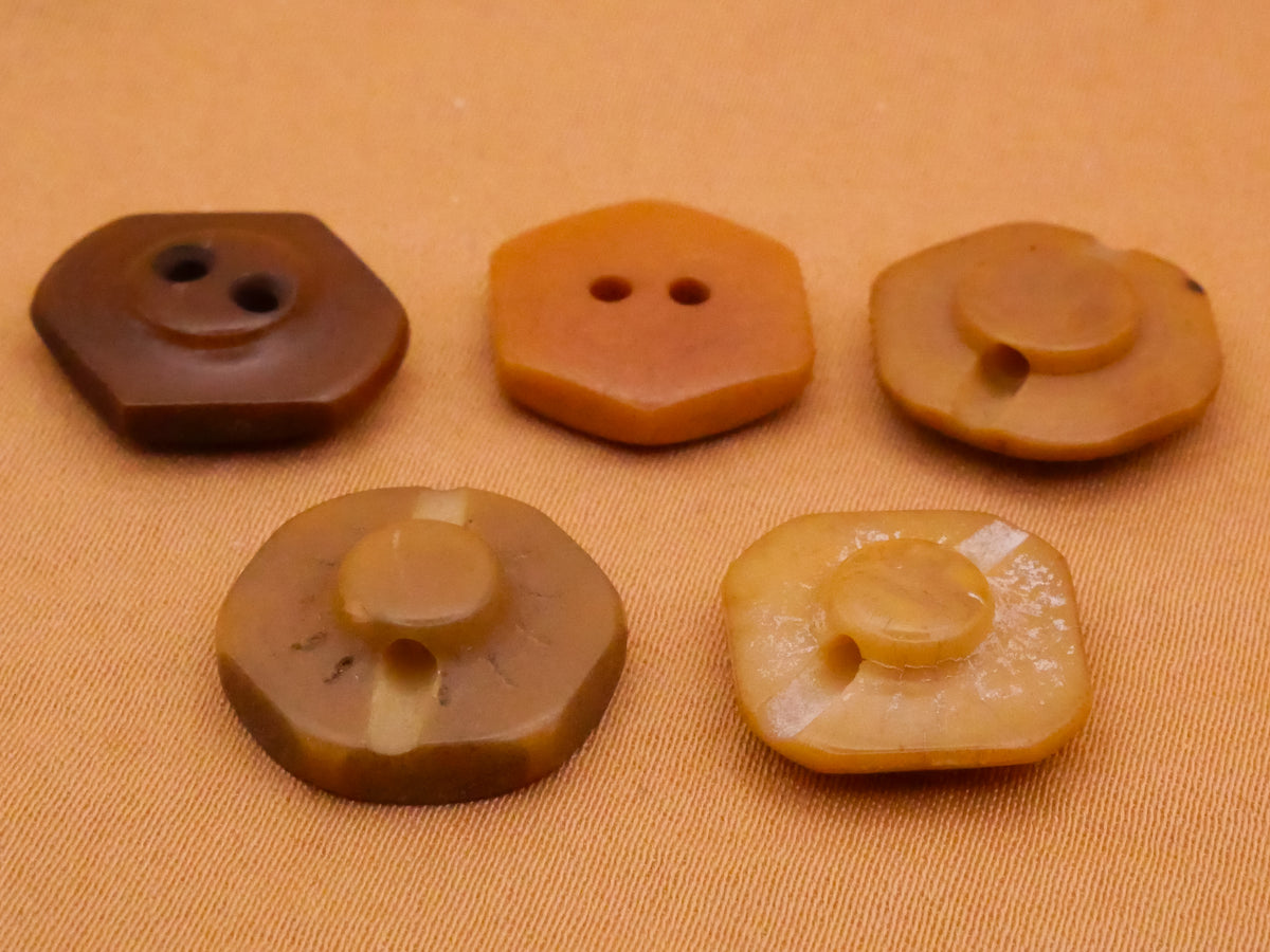 Polygon Vegetable Ivory Tagua Nut Vintage Button Various 13-16mm