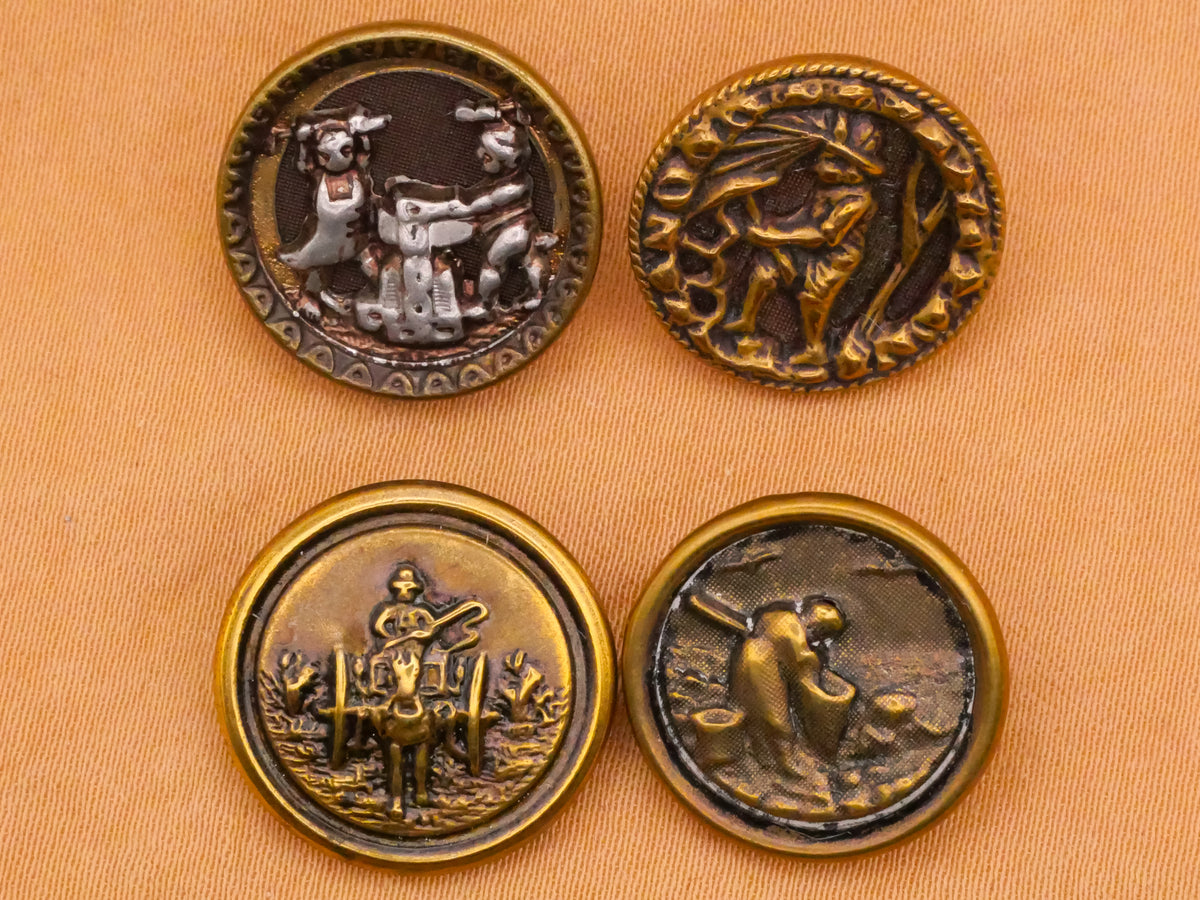 Labor Workers People Victorian Metal Picture Button Various 16-17mm