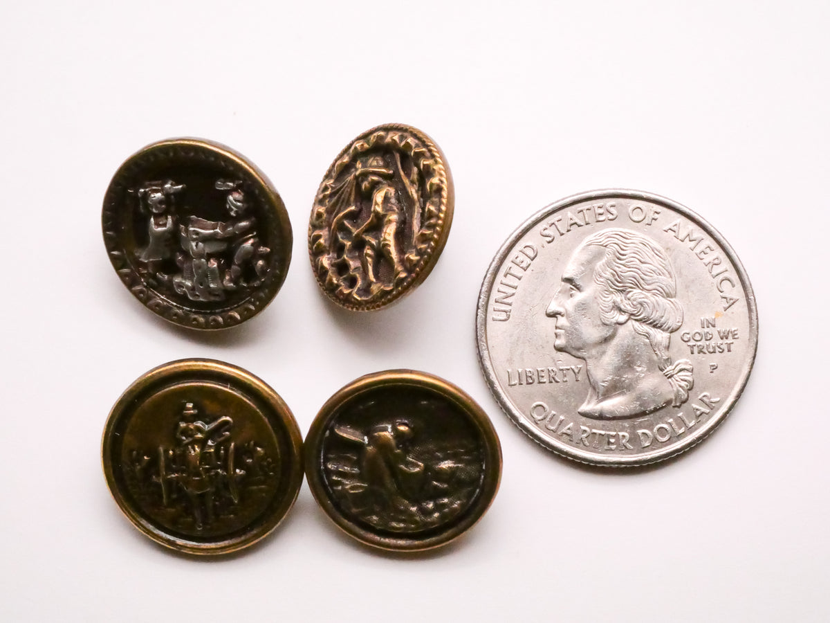 Labor Workers People Victorian Metal Picture Button Various 16-17mm