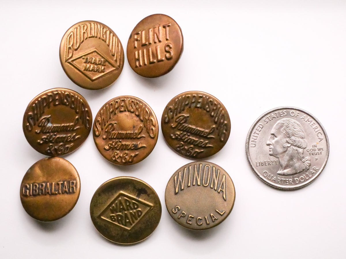 Workwear Overall Clothing Brand Brass Metal Button Various 19-20mm