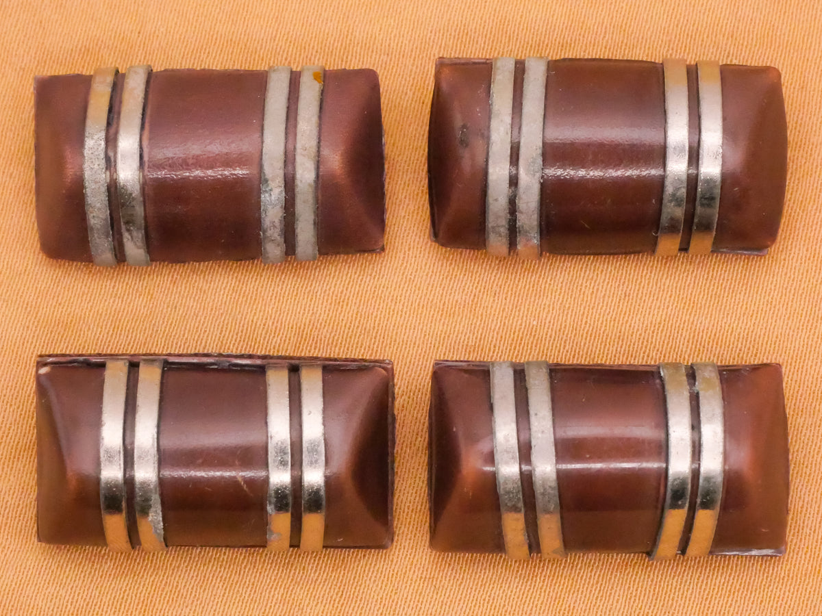 Half Cylinder Metal Straps Celluloid Early Plastic Button Various 13x23mm