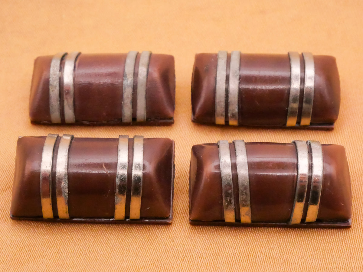 Half Cylinder Metal Straps Celluloid Early Plastic Button Various 13x23mm