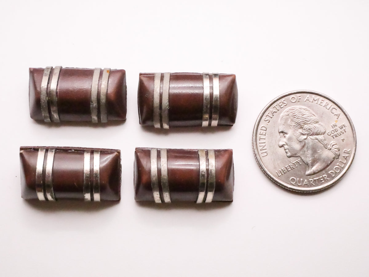 Half Cylinder Metal Straps Celluloid Early Plastic Button Various 13x23mm
