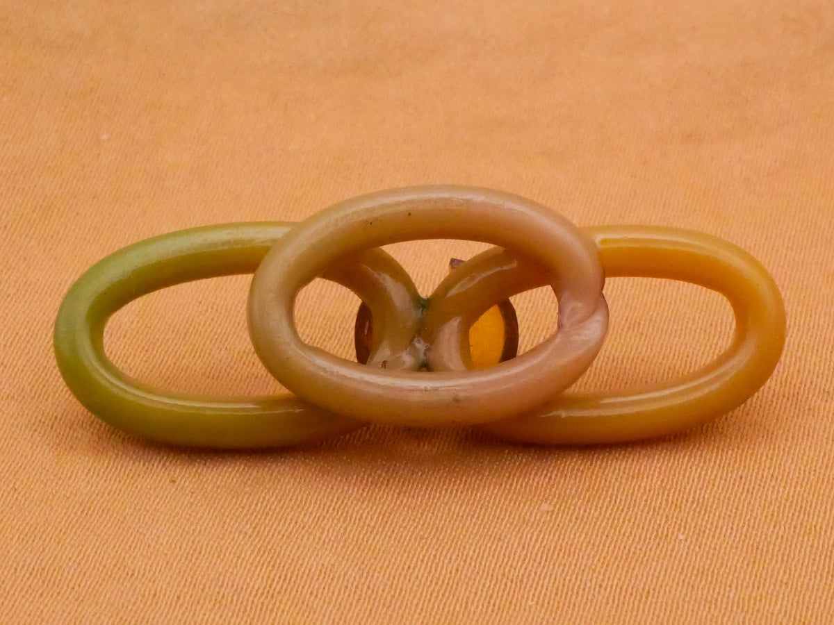 Chain Links Extruded Celluloid Early Plastic Button 13x38mm