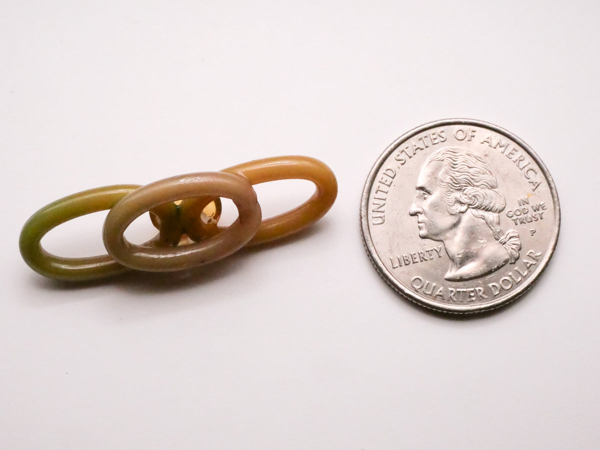 Chain Links Extruded Celluloid Early Plastic Button 13x38mm