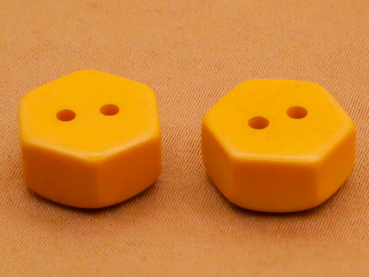 Hexagon Butterscotch Bakelite Early Plastic Button Various 13x14mm