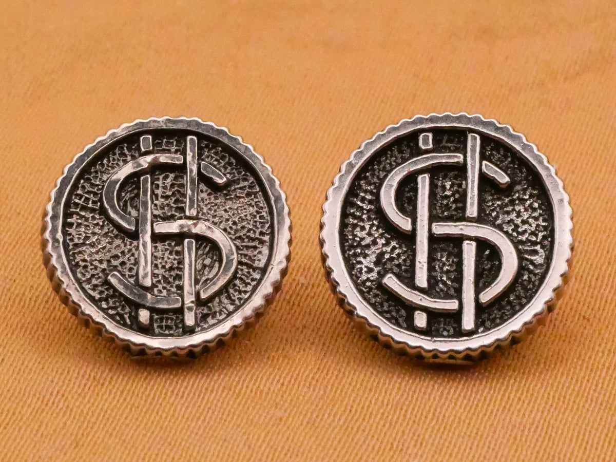 Money Dollar Sign Metallized Plastic Button Various 12-13mm