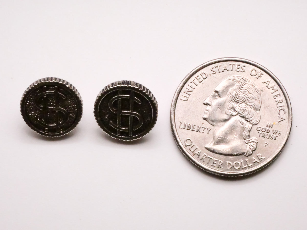 Money Dollar Sign Metallized Plastic Button Various 12-13mm