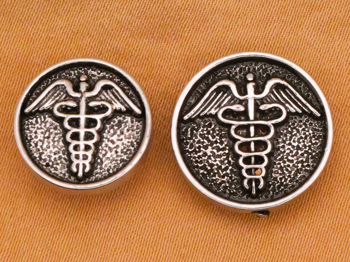 Medical Caduceus Symbol Metallized Plastic Button Various 13-15mm
