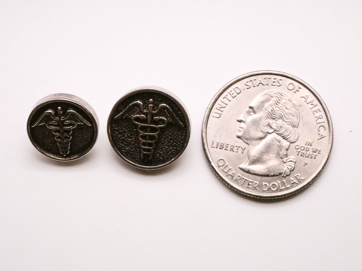 Medical Caduceus Symbol Metallized Plastic Button Various 13-15mm