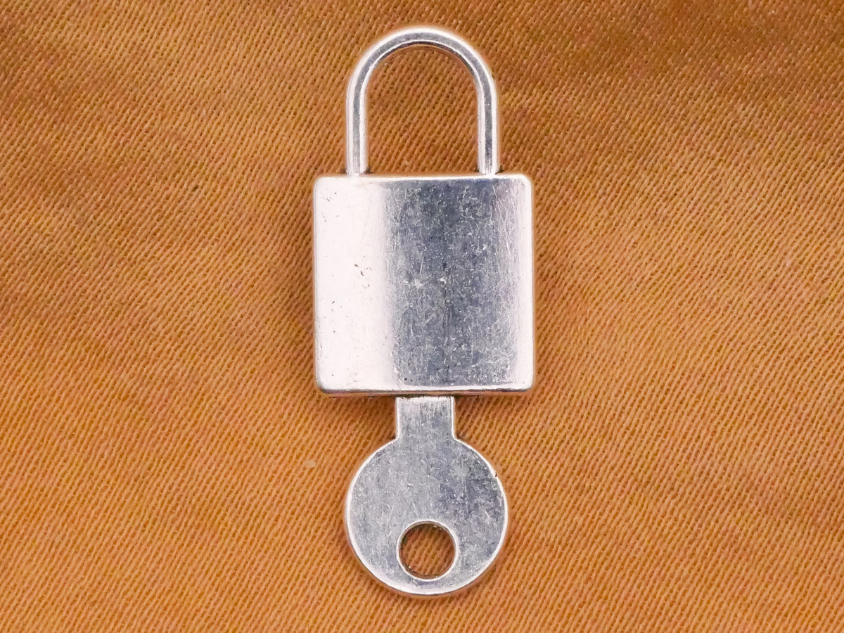 Lock and Key Industrial Look Silver Metal Button 10x25mm