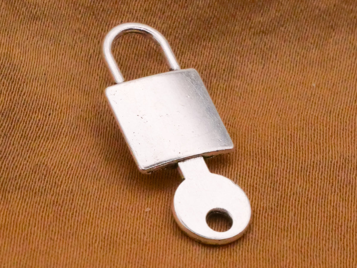 Lock and Key Industrial Look Silver Metal Button 10x25mm