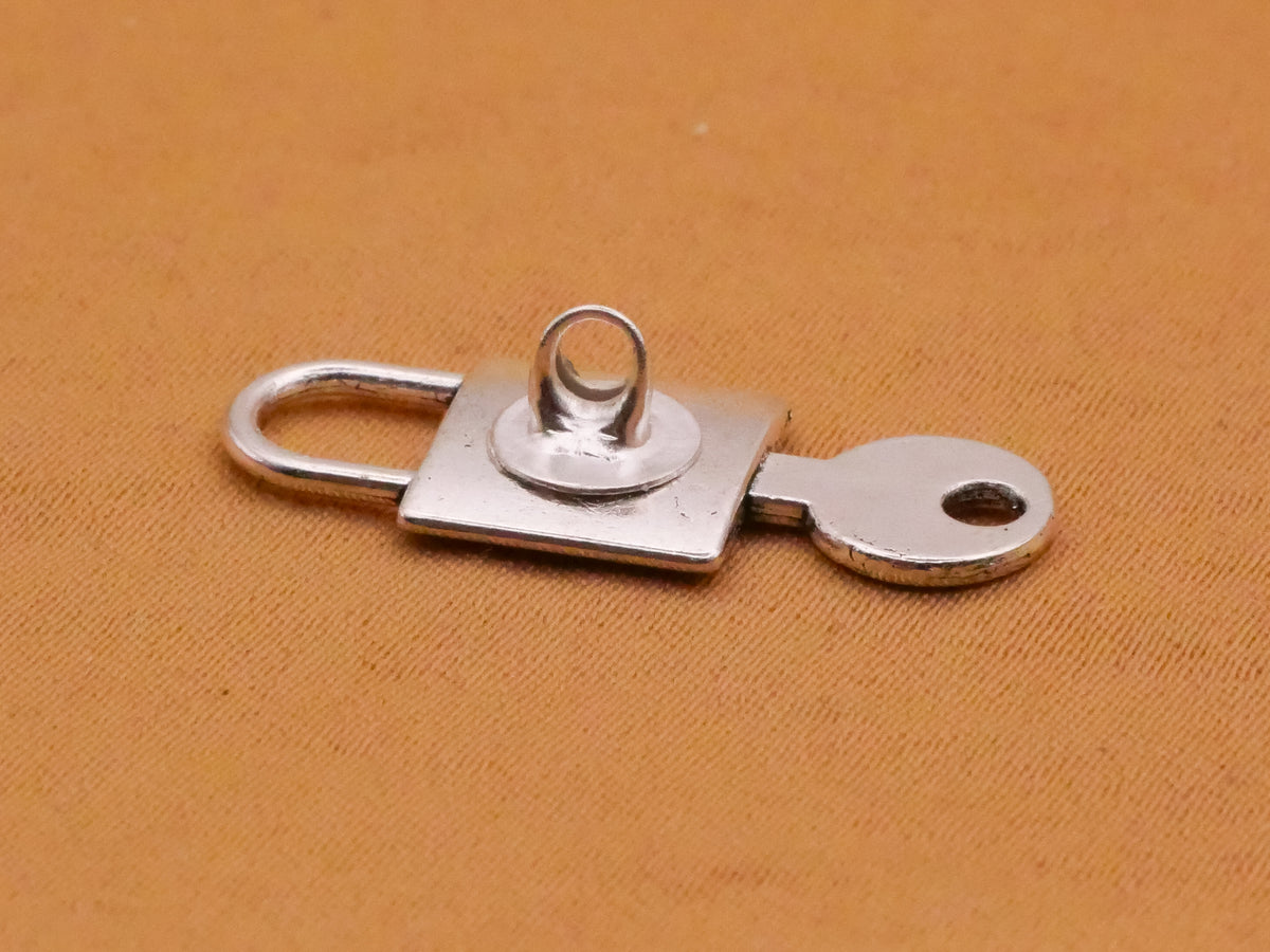 Lock and Key Industrial Look Silver Metal Button 10x25mm