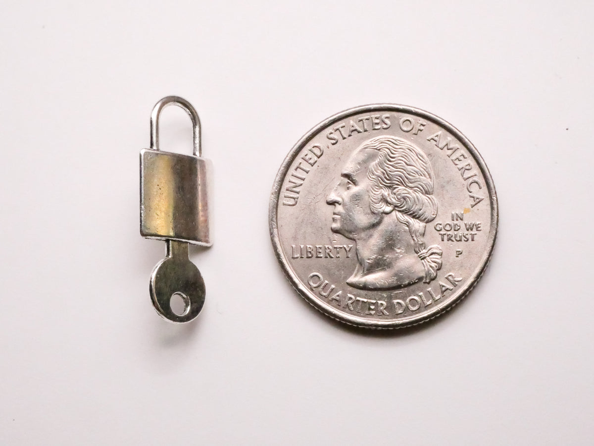 Lock and Key Industrial Look Silver Metal Button 10x25mm