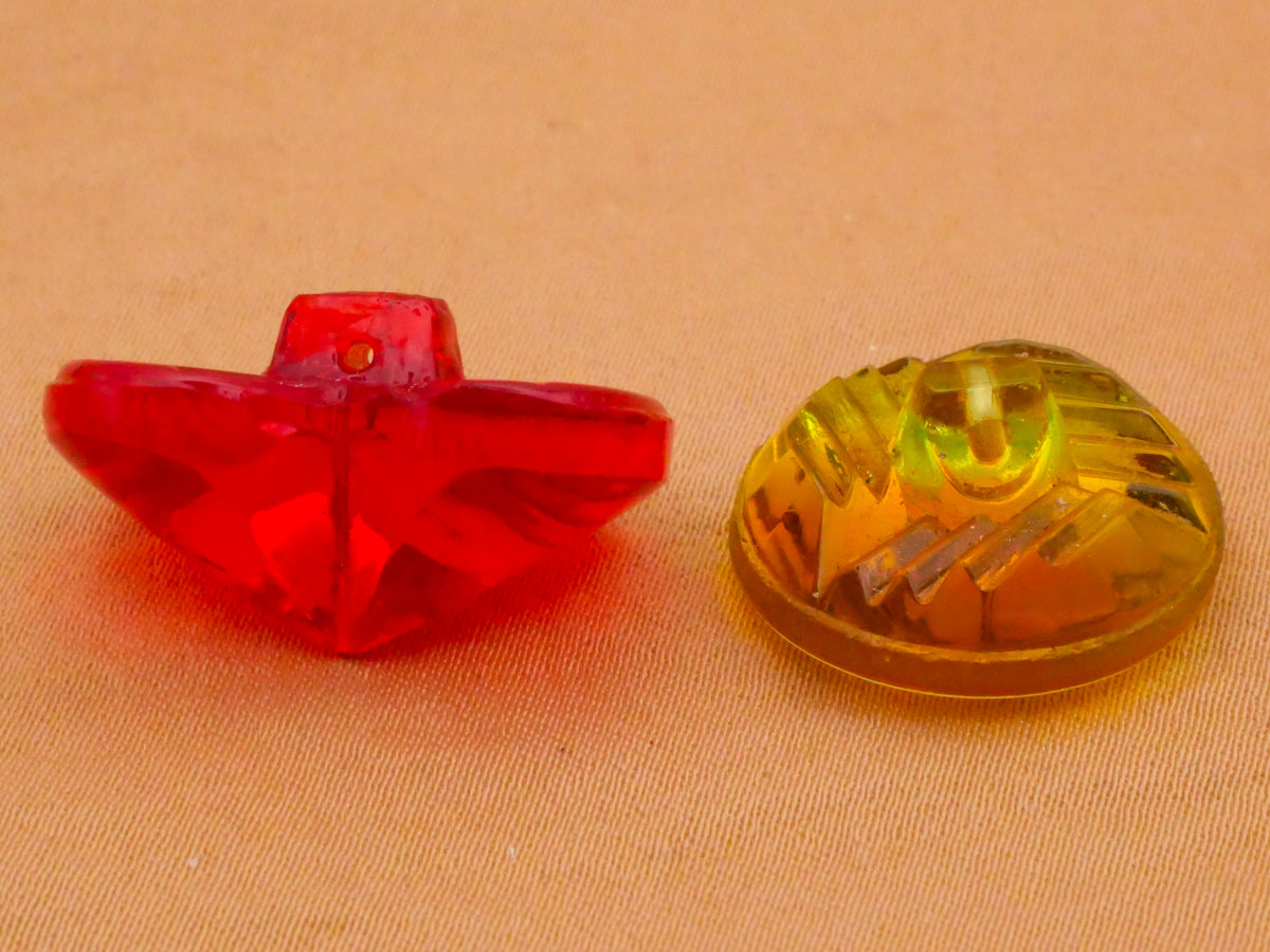Reverse Design Translucent Vintage Glass Button Various 16-23mm