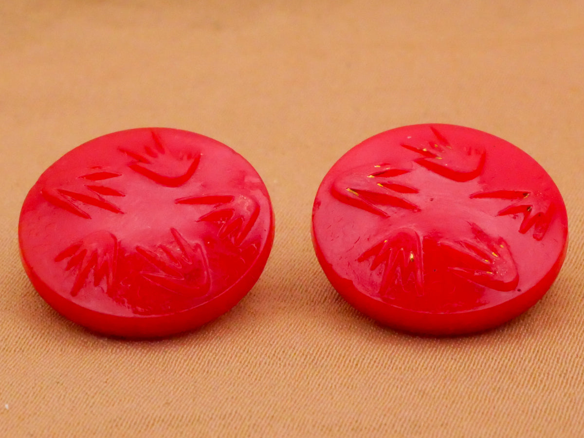 Flash Bang Design Vintage Red Glass Button Various 18mm