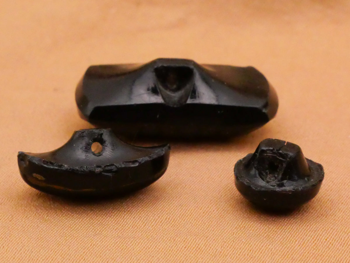 Painted Patterns Textured Black Glass Button Various 9-23mm