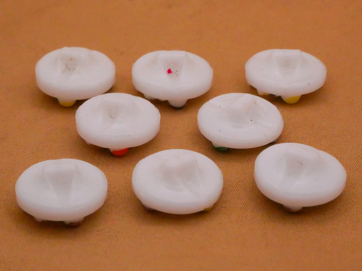 Clown Circus Hand-Painted White Glass Vintage Button Various 14mm