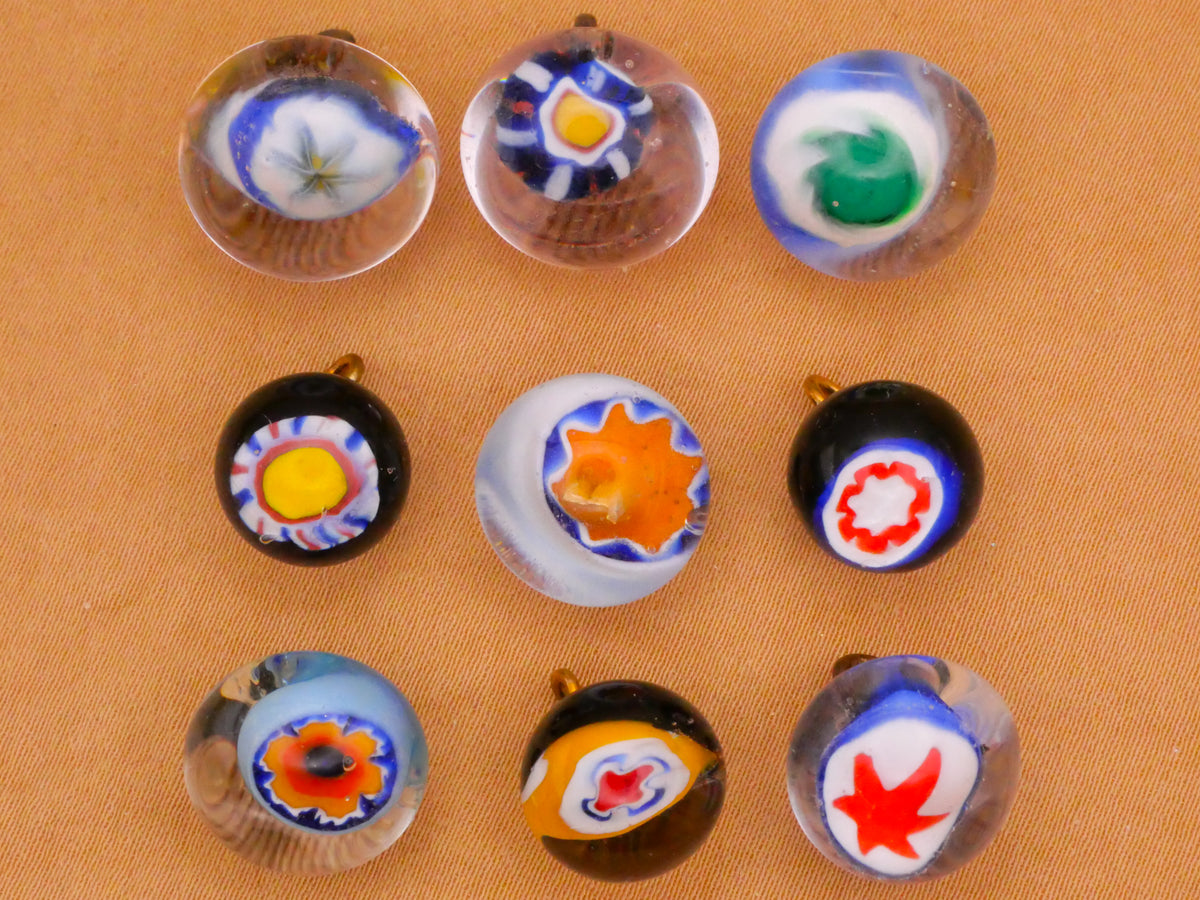 Millefiori Paperweight Glass Vintage Button Various 11-15mm