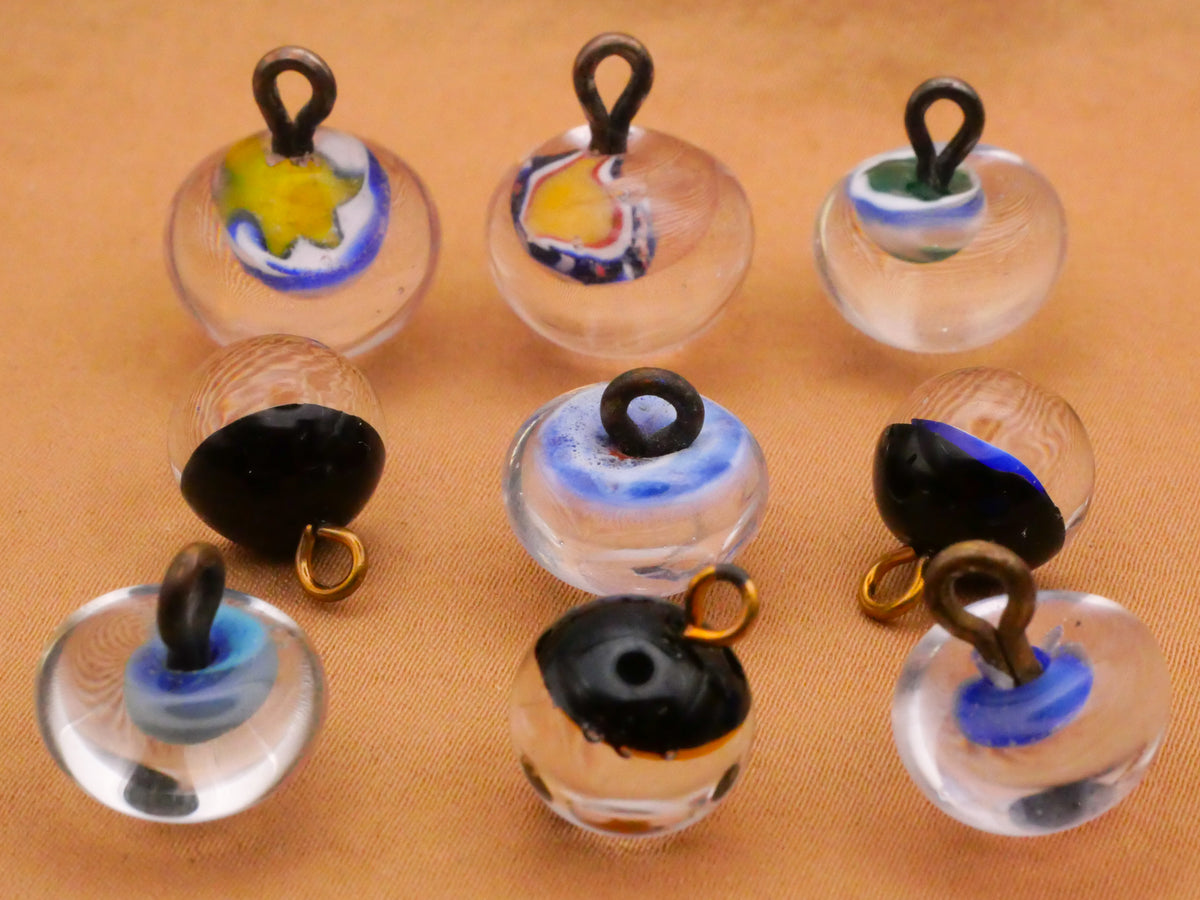 Millefiori Paperweight Glass Vintage Button Various 11-15mm