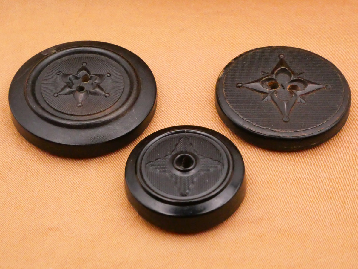 Star Jester Look Design Pressed Horn Antique Button Various 20-26mm