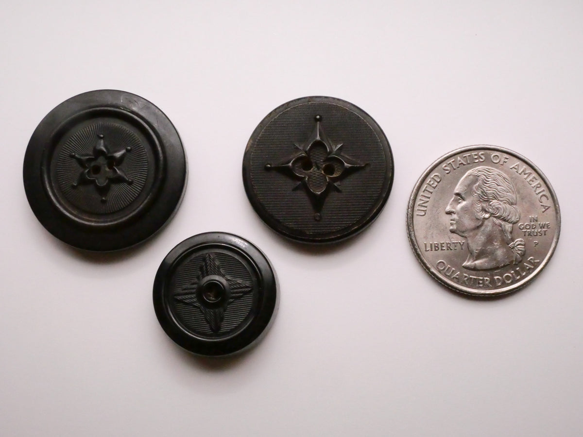 Star Jester Look Design Pressed Horn Antique Button Various 20-26mm