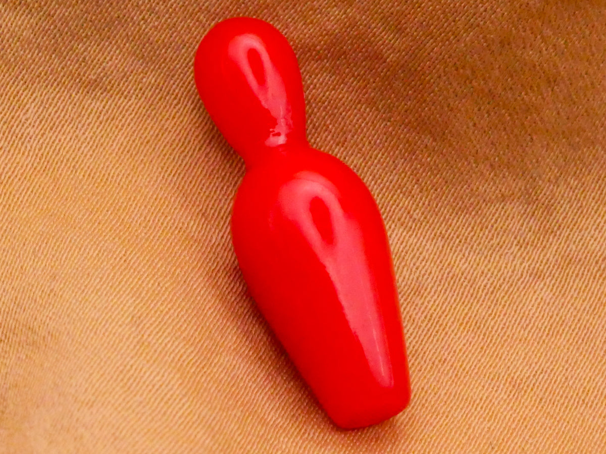Bowling Pin Sport Red Early Plastic Button 9x26mm