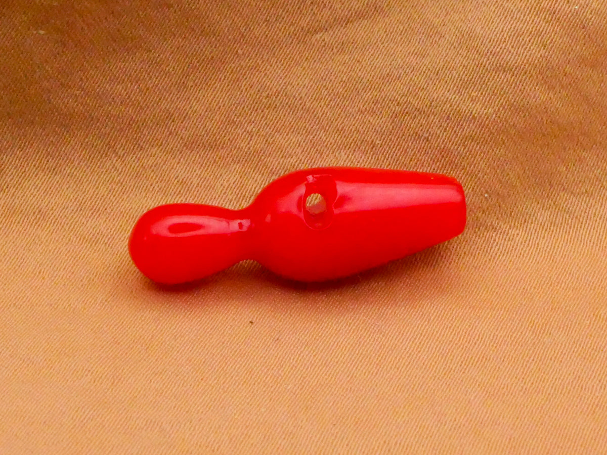 Bowling Pin Sport Red Early Plastic Button 9x26mm