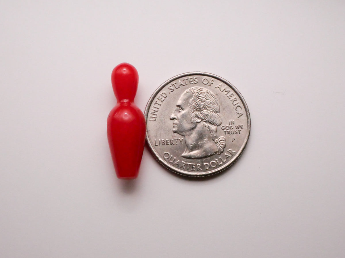 Bowling Pin Sport Red Early Plastic Button 9x26mm