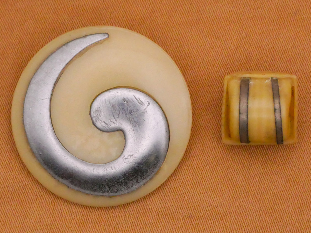 Cream Silver Metal Celluloid Early Plastic Button Various 11-27mm