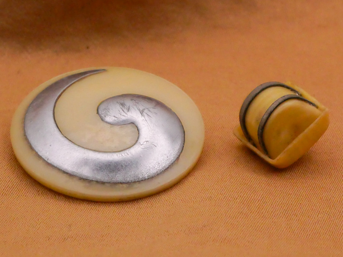 Cream Silver Metal Celluloid Early Plastic Button Various 11-27mm