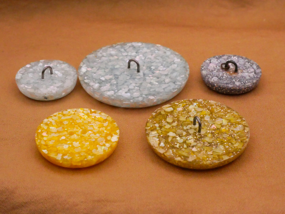Glitter Embedded Resin Icy Blue or Yellow Early Plastic Button Various19-35mm